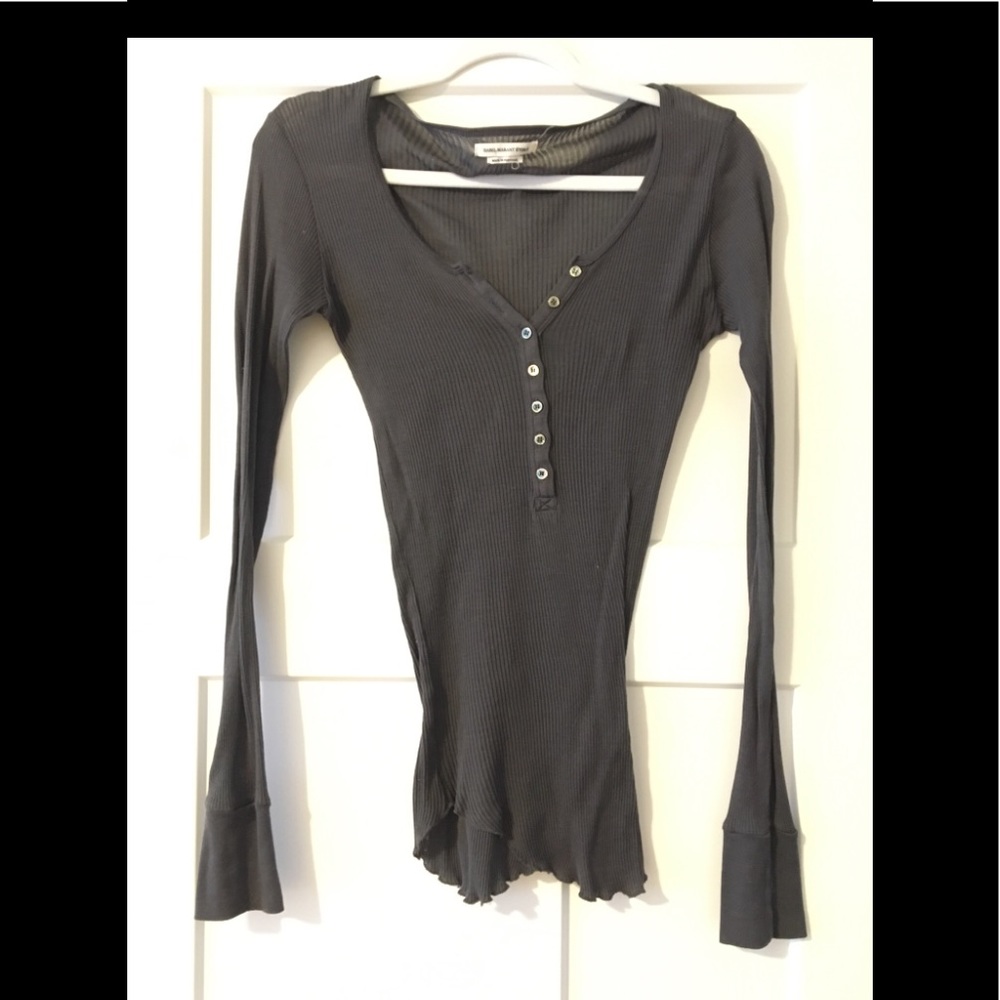 Isabel Marant Etoile Charcoal grey Fitted Ribbed Long Sleeve
